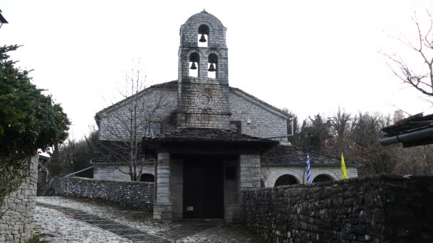Iglesia Pueblo Monodendri Grecia — Vídeos de Stock