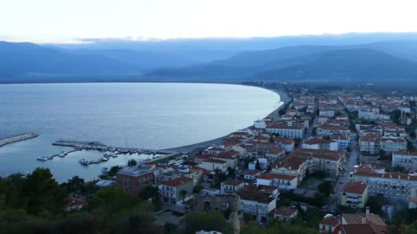 Utsikt Från Slottet Paralio Astros Grekland — Stockvideo