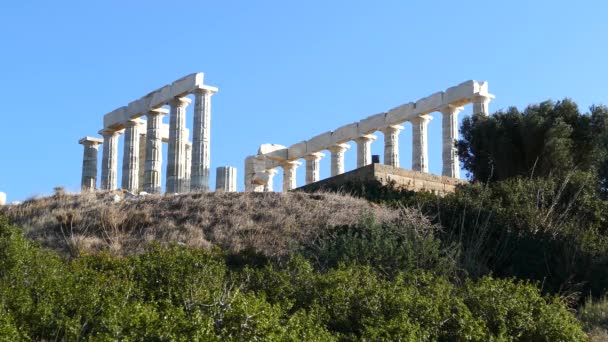 ソニオ岬のポセイドン神殿ギリシャ — ストック動画