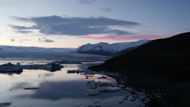 Vodopád Zimě Islandu — Stock video