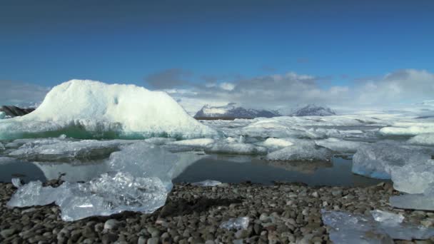 Vodopád Zimě Islandu — Stock video