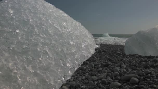 Wasserfall Winter Auf Island — Stockvideo