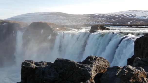 Närbild Från Godafoss Vattenfall Island — Stockvideo