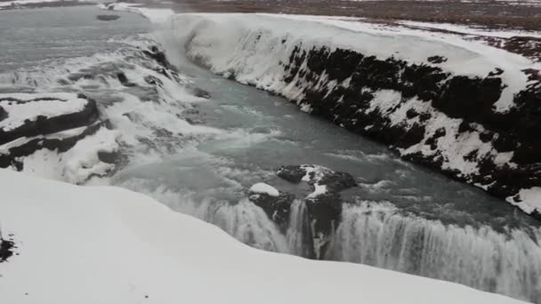 Gullfoss Vízesés Délnyugat Izlandon — Stock videók