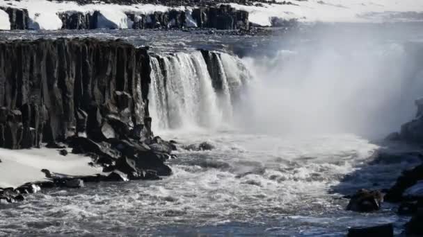 Närbild Selfoss Hafragilsfoss Island — Stockvideo