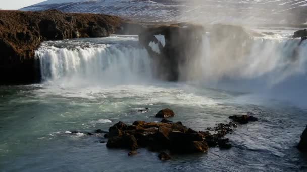 Godafoss Vattenfall Island — Stockvideo