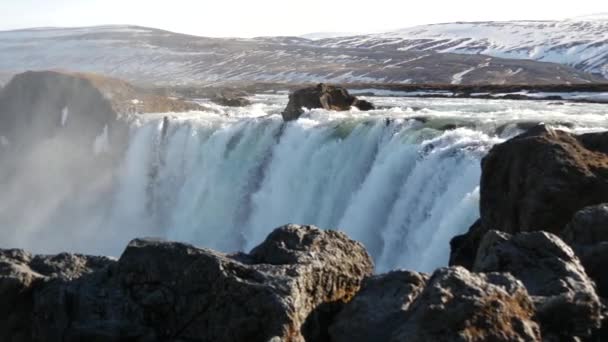 Panela Cachoeira Godafoss Islândia — Vídeo de Stock