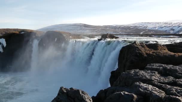 Panela Cachoeira Godafoss Islândia — Vídeo de Stock