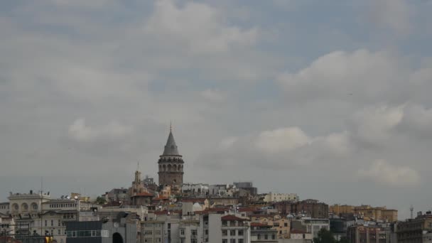 Time Lapse Della Torre Galata Del Quartiere Galata Istanbul Turchia — Video Stock