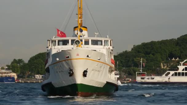 Close Vanaf Een Veerboot Bij Gouden Hoorn Istanbul Turkije — Stockvideo