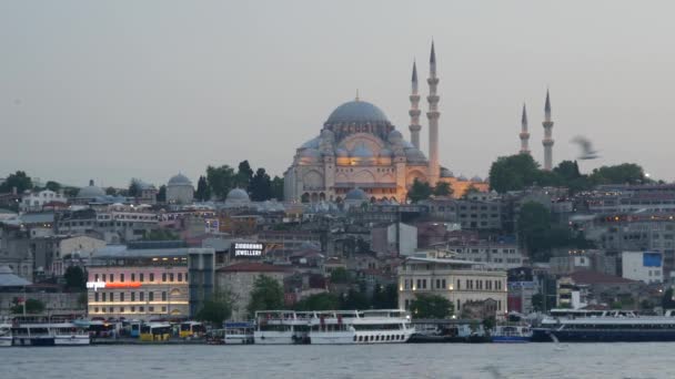 Sultan Ahmed Moskee Blauwe Moskee Avond Istanbul Turkije — Stockvideo