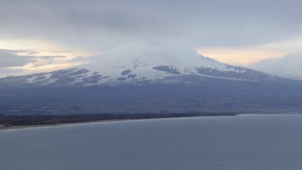 Coastline Mount Etna Background Sicily Italy — Stock Video