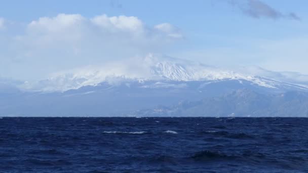 Όρος Etna Από Lazzaro Της Σικελίας Ιταλία — Αρχείο Βίντεο
