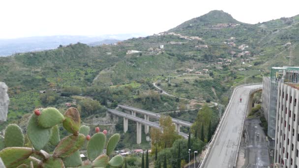 Autobahn Und Brücke Taormina Italien — Stockvideo