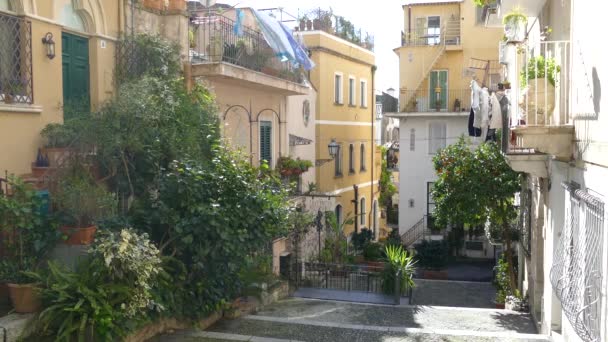Rua Com Lavanderia Cidade Velha Taormina Itália — Vídeo de Stock