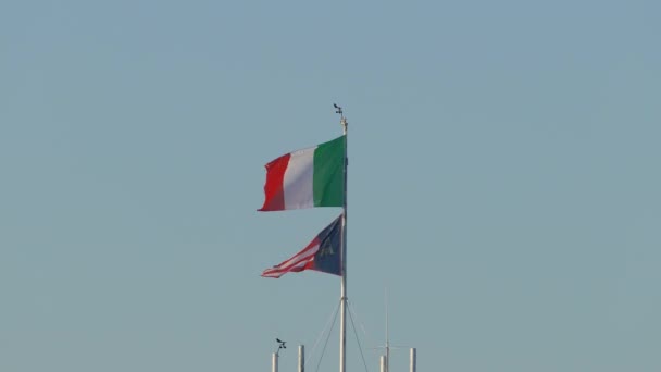 Italian Flag Torre Mare Italy — Stock Video