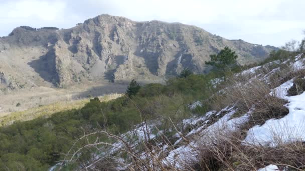 Χιόνι Στην Κορυφή Του Βουνού Vesuvius Ένα Somma Στρατοηφαίστειο Στον — Αρχείο Βίντεο