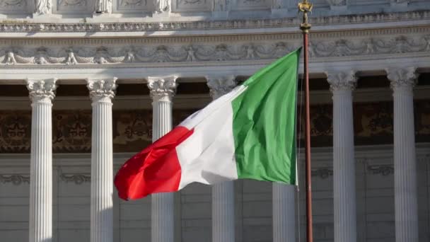 Italian Flag Altare Della Patria Rome — Stock Video