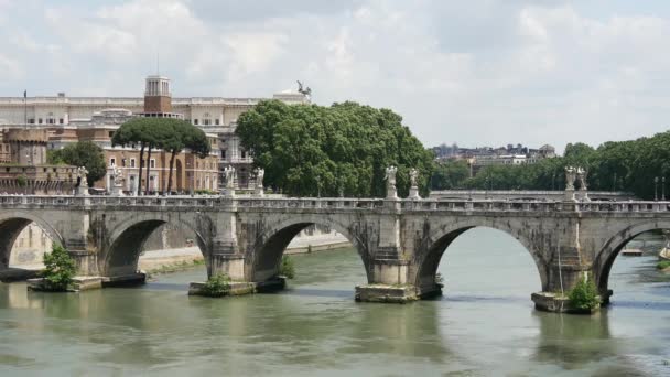 Castel Sant Angelo Ponte Sant Angelo Fiume Tevere Římě Itálie — Stock video