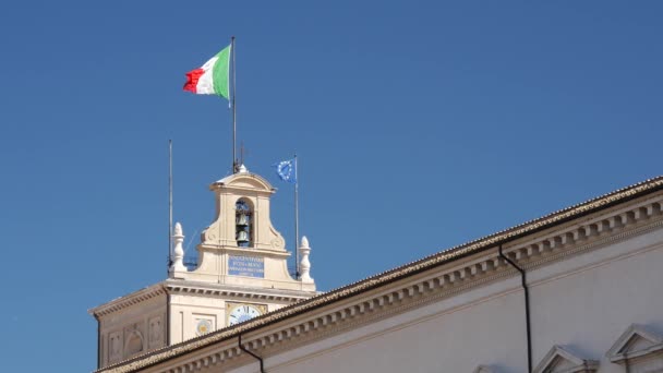 Pałac Quirinal Flagą Włoską — Wideo stockowe