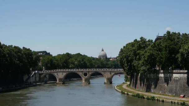 Ponte Sisto Fiume Tevere Rome Italië — Stockvideo