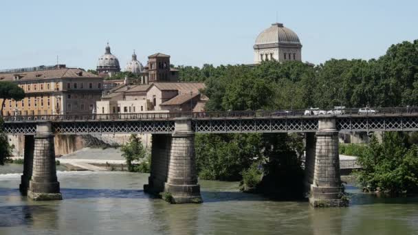Ponte Palatino Řeka Fiume Tevere Římě Itálie — Stock video