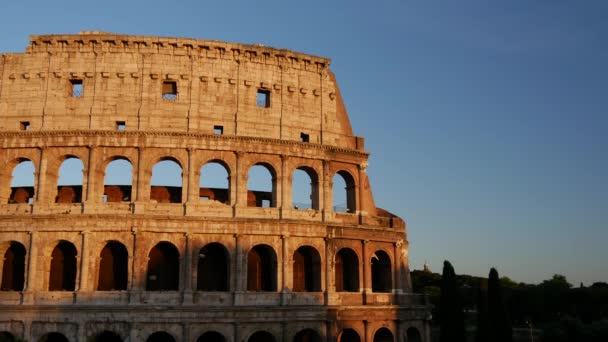 Zonsondergang Schaduw Tijd Verstrijken Van Het Colosseum Rome Italië — Stockvideo