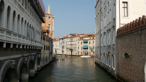ヴェネツィアでの水上タクシーとボートイタリア — ストック動画