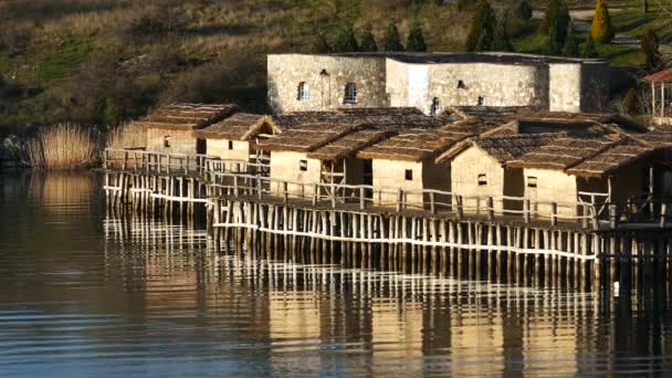 Muzeum Kostní Zátoky Jezera Ohrid Makedonii — Stock video