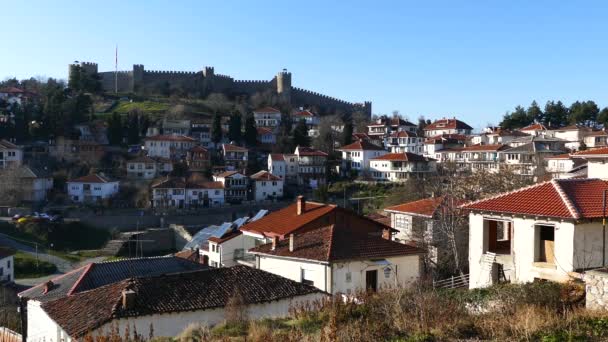 Ciudad Ohrid Fortaleza Del Coche Samoil Macedonia — Vídeos de Stock