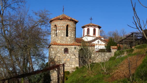 Aziz Naum Makedonya Daki Aziz Athanasius Kilisesi — Stok video