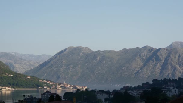 Tijdsverloop Van Kotor Baai Ochtend Montenegro — Stockvideo