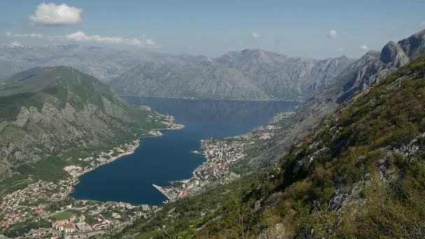 Pan Kotor Bay Montenegro Desde Una Montaña — Vídeos de Stock