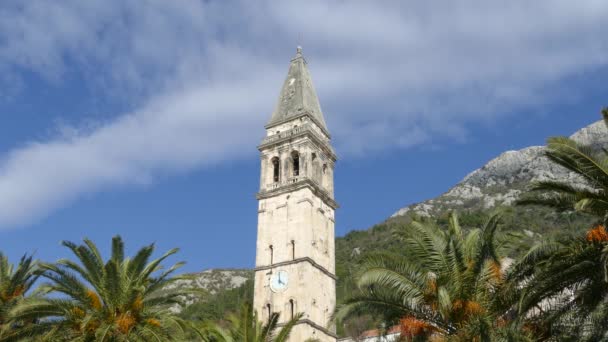 Perast Montenegro的St Nicholas教堂 — 图库视频影像