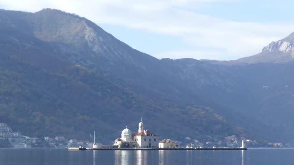 Starý Perast Umělý Ostrov Gospa Skrpjela Perast Montenegro — Stock video