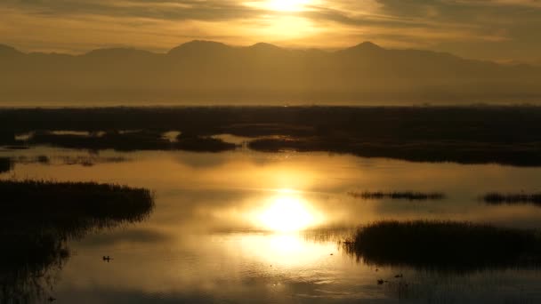 Ηλιοβασίλεμα Στο Εθνικό Πάρκο Της Λίμνης Σκάνταρ Στο Μαυροβούνιο — Αρχείο Βίντεο