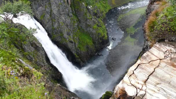 Vattenfall Voringfossen Norge — Stockvideo