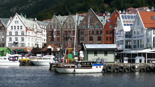 Puerto Vagen Bergen Noruega — Vídeos de Stock