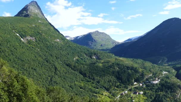 Norveç Teki Geiranger Fiyort Manzarası — Stok video