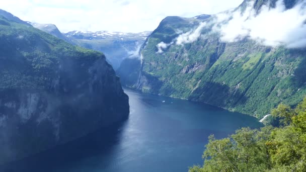 Die Landschaft Des Geiranger Fjords Norwegen — Stockvideo