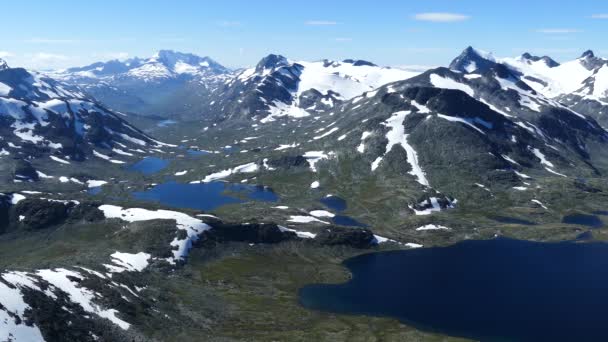 Seen Und Schneebedeckte Berge Jotunheimen Nationalpark Norwegen — Stockvideo