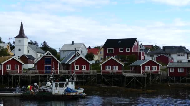 Přístav Rybářské Vesnici Reine Norsku — Stock video