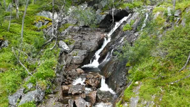 Corriente Desde Cascada Voringfossen Noruega — Vídeo de stock