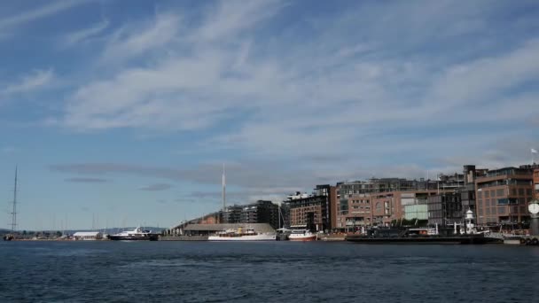 Zeitraffer Aus Dem Hafen Von Oslo Norwegen — Stockvideo