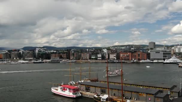 Zeitraffer Aus Dem Hafen Von Oslo Norwegen — Stockvideo