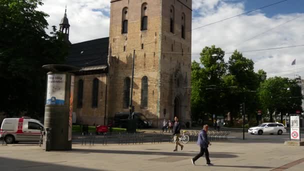 Inclinado Desde Catedral Oslo Noruega — Vídeos de Stock