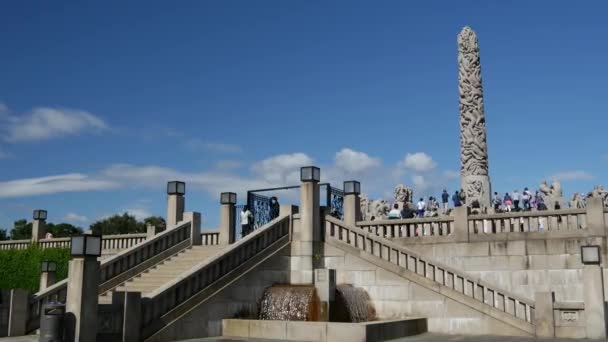 Tid Förfaller Från Mängden Frogner Park Och Vigeland Skulpturpark Oslo — Stockvideo