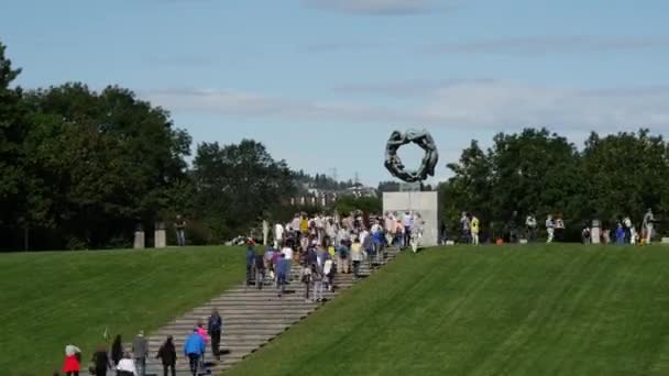 Czas Ucieka Tłumu Frogner Park Oslo Norwegia — Wideo stockowe