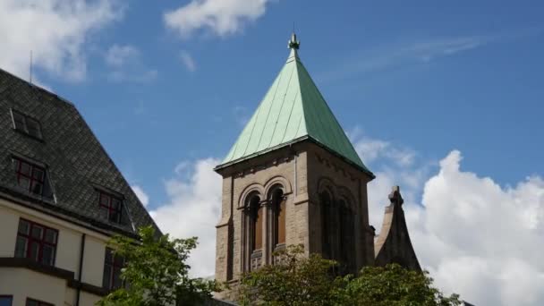 Tijdsverloop Van Kikkerkerk Oslo Noorwegen — Stockvideo