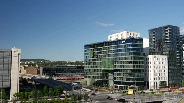 Modern Office Buildings Next Oslo Opera House Norway — Stock Video
